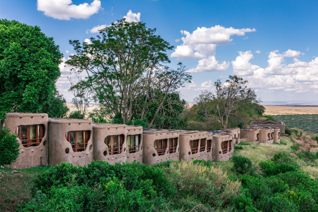 Safari lodge overlooking the Masai Mara plains in Kenya